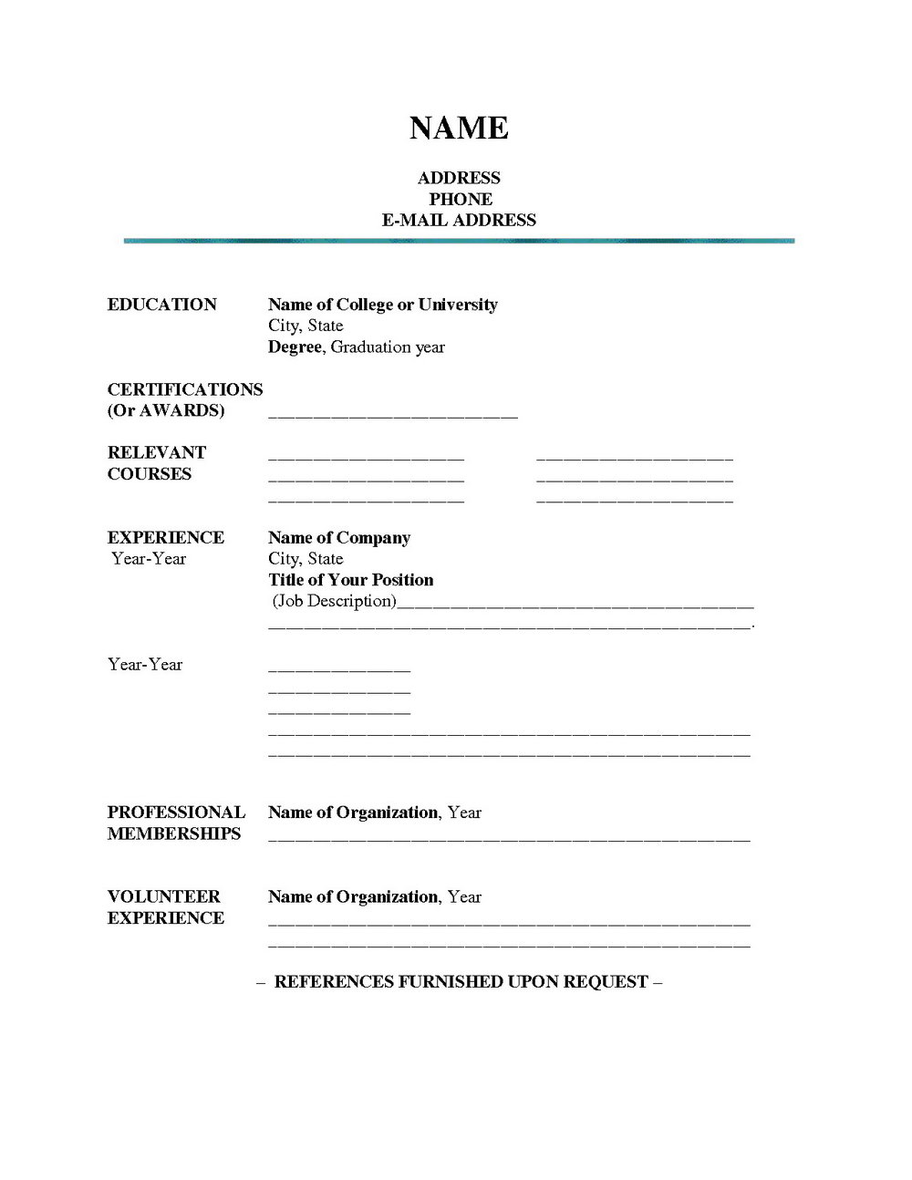 Professional Resume Template Doc Free Download